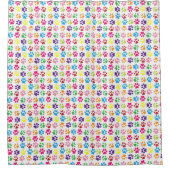 Colorful Paw Prints Pattern シャワーカーテン (正面)