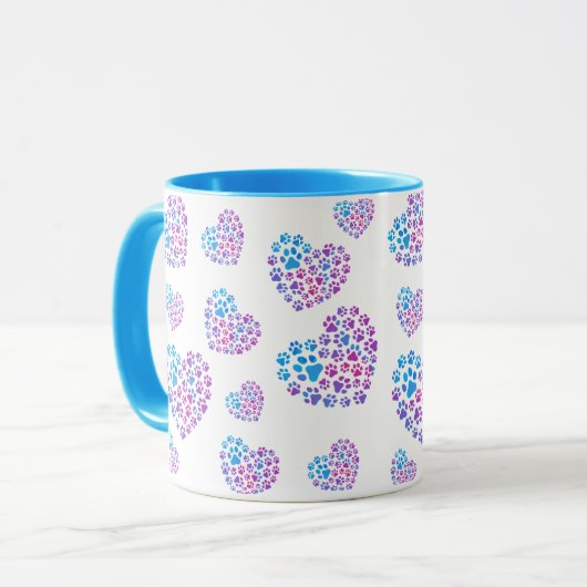 Colorful Paws in Hearts Mug マグカップ (正面左)