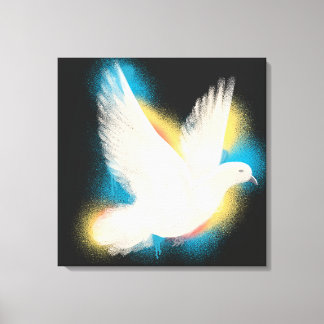 colorful peace dove in watercolor style キャンバスプリント