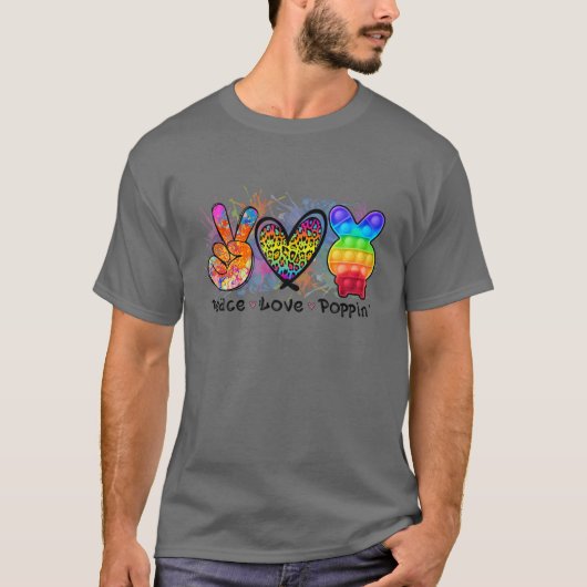 Colorful Peace Love Bunny Pop It Fidget Toy Tシャツ (正面)