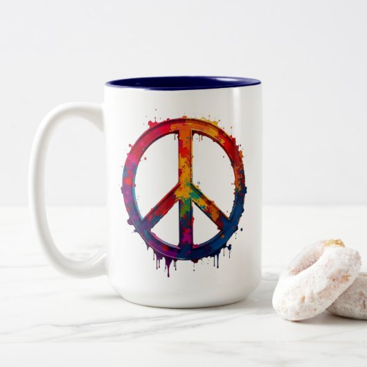 Colorful peace sign mug ツートーンマグカップ (ドーナツ)