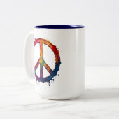Colorful peace sign mug ツートーンマグカップ (正面左)