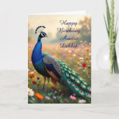 Colorful Peacock Aunt's Personalized Birthday カード (正面)