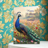 Colorful Peacock Aunt's Personalized Birthday カード