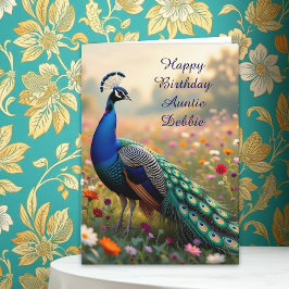 Colorful Peacock Aunt's Personalized Birthday カード