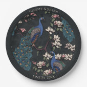 Colorful Peacock Black ペーパープレート (正面)