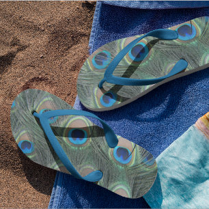 Colorful Peacock Feather Eyespot Pattern ビーチサンダル