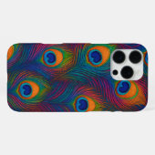 Colorful Peacock Feathers iPhoneケース (裏面横)
