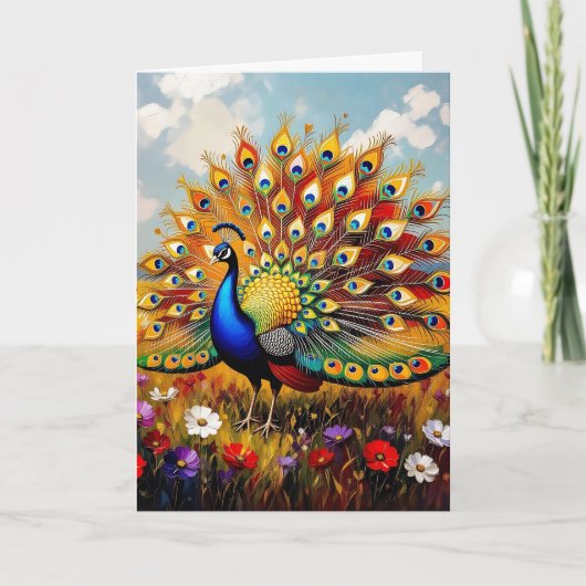Colorful Peacock Grandma's Personalized Birthday カード (正面)