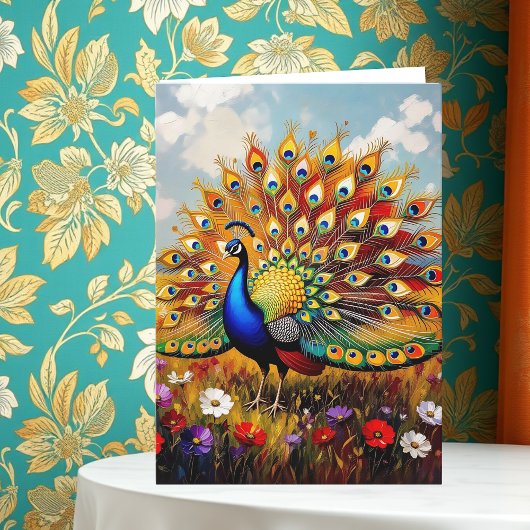 Colorful Peacock Grandma's Personalized Birthday カード