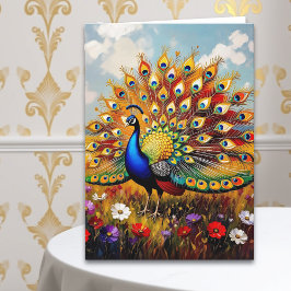 Colorful Peacock Grandma's Personalized Birthday カード
