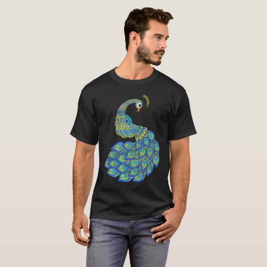 Colorful Peacock Tシャツ (正面フル)
