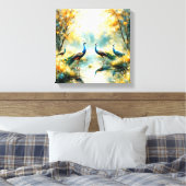 Colorful Peacocks Canvas Art キャンバスプリント (インサイチュ (寝室))