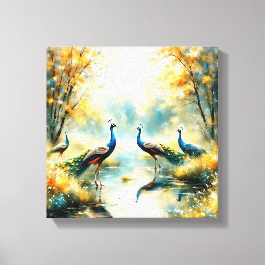 Colorful Peacocks Canvas Art キャンバスプリント (正面)