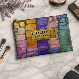Colorful Pebble Mosaic Multicolor Stone Purple アクセサリーポーチ