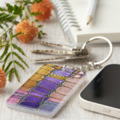 Colorful Pebble Mosaic Multicolor Stone Purple キーホルダー (正面右)