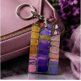 Colorful Pebble Mosaic Multicolor Stone Purple キーホルダー