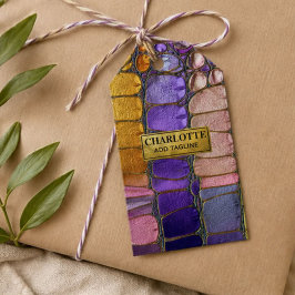 Colorful Pebble Mosaic Multicolor Stone Purple ギフトタグ
