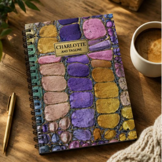Colorful Pebble Mosaic Multicolor Stone Purple ノートブック