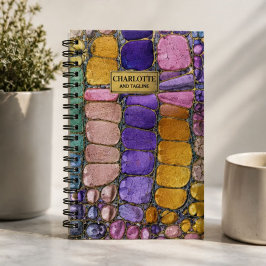Colorful Pebble Mosaic Multicolor Stone Purple ノートブック