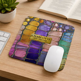 Colorful Pebble Mosaic Multicolor Stone Purple マウスパッド