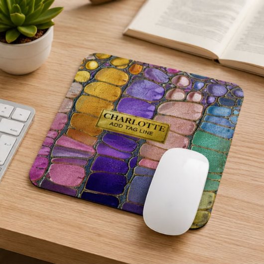 Colorful Pebble Mosaic Multicolor Stone Purple マウスパッド