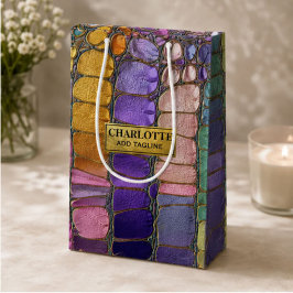 Colorful Pebble Mosaic Multicolor Stone Purple ミディアムペーパーバッグ