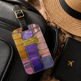 Colorful Pebble Mosaic Multicolor Stone Purple ラゲッジタグ