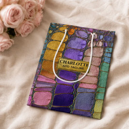 Colorful Pebble Mosaic Multicolor Stone Purple ラージペーパーバッグ