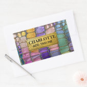 Colorful Pebble Mosaic Multicolor Stone Purple 長方形シール (封筒)