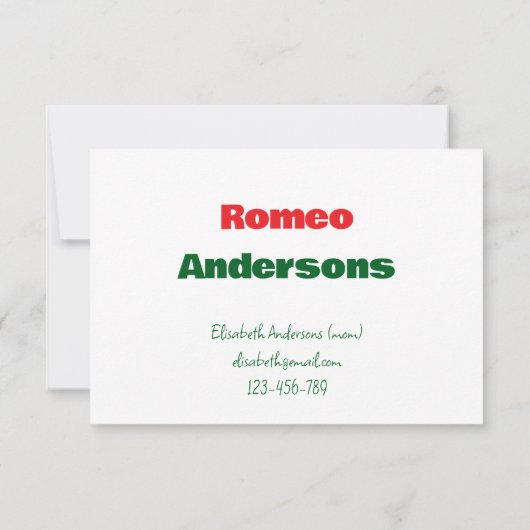 Colorful Pencils Playdate Invitation 招待状 (裏面)