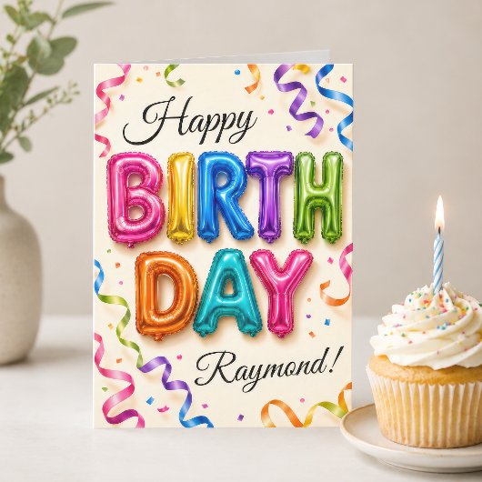 Colorful Personalized Balloon Letter Birthday Card カード