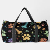 Colorful Pet Bones Paw Print Monogram Personalize ダッフルバッグ (正面)