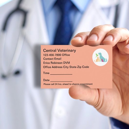 Colorful Pet Care Veterinary Appointment Cards 予約カード