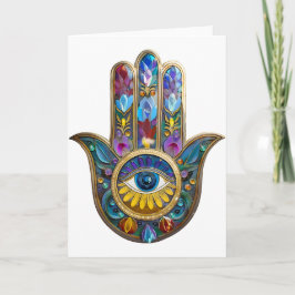 Colorful Petals Leaves Hamsa Sapphire Third Eye カード