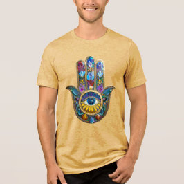 Colorful Petals Leaves Hamsa Sapphire Third Eye トライブレンドＴシャツ