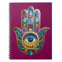 Colorful Petals Leaves Hamsa Sapphire Third Eye ノートブック