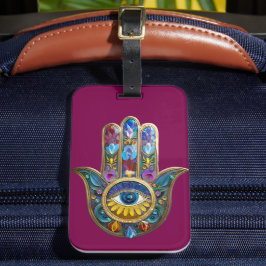 Colorful Petals Leaves Hamsa Sapphire Third Eye ラゲッジタグ