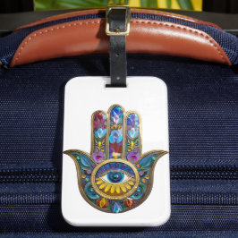 Colorful Petals Leaves Hamsa Sapphire Third Eye ラゲッジタグ