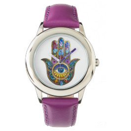 Colorful Petals Leaves Hamsa Sapphire Third Eye 腕時計