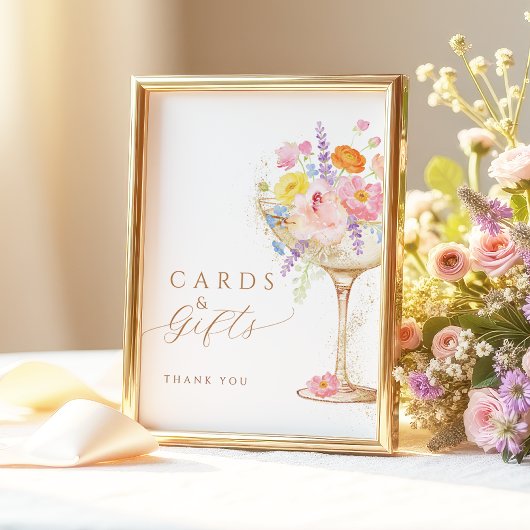 Colorful Petals Prosecco Cards & Gifts Table Sign ポスター