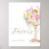 Colorful Petals & Prosecco Favors Table Sign ポスター (正面)