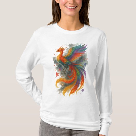 【Colorful Phoenix Bird Long Sleeve T-Shirt】 Tシャツ (正面)