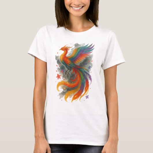 【Colorful Phoenix Japanese Art Women’s T-Shirt】 Tシャツ (正面)
