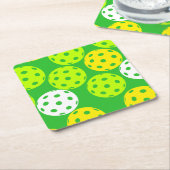 Colorful Pickleball Coaster Set スクエアペーパーコースター (アングル)