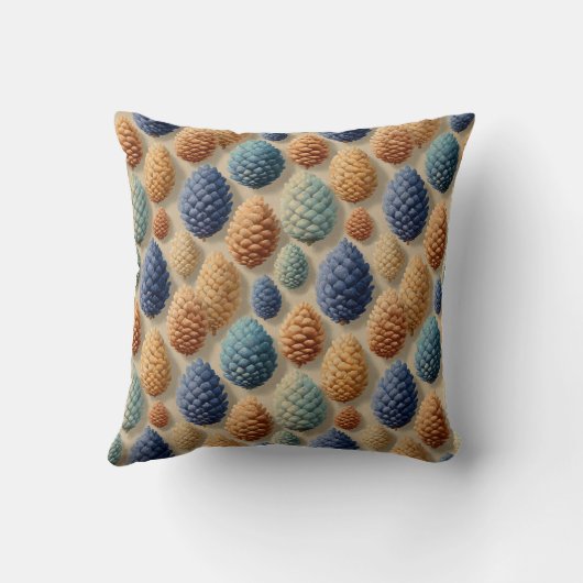 Colorful Pine Cones Winter Pattern クッション (裏面)