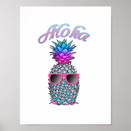 Colorful Pineapple Hawaiian Aloha ポスター (正面)
