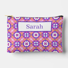 Colorful Pink and Purple Spanish-Style Tile Patter アクセサリーポーチ