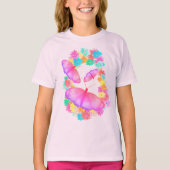 Colorful Pink Butterfly Floral Dream T-Shirt Tシャツ (正面)