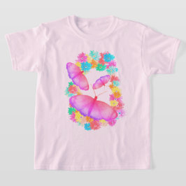 Colorful Pink Butterfly Floral Dream T-Shirt Tシャツ